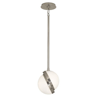 Buy polished-nickel-with-cased-white-glass-shade-with-polished-nickel-accents-glass-and-white-shade Michael Berman Brut Pendant by Robert Abbey