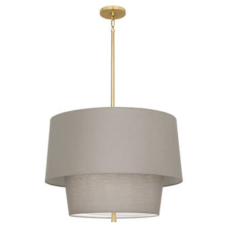 Buy modern-brass-with-smoke-gray-fabric-glass Decker Pendant by Robert Abbey