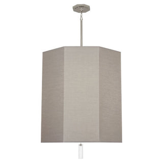 Buy polished-nickel-w-clear-crystal-with-smoke-gray-fabric-glass-and-smoke-shade Kate Pendant by Robert Abbey