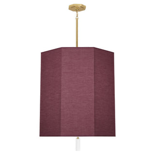 Buy modern-brass-w-clear-crystal-with-vintage-wine-fabric-glass Kate Pendant by Robert Abbey