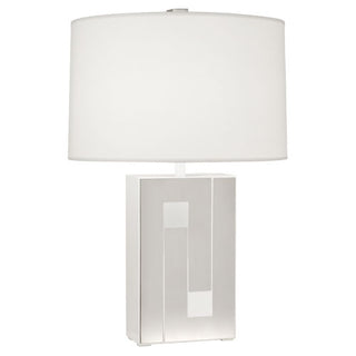 Buy white-enamel-w-polished-nickel Blox Table Lamp by Robert Abbey