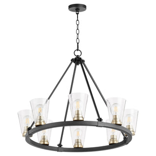 Buy textured-black-w-aged-brass Paxton Outdoor (Damp) Chandelier by Quorum