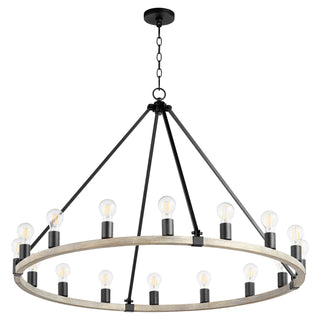 Buy textured-black-w-weathered-oak-finish Paxton Outdoor (Damp) Chandelier by Quorum