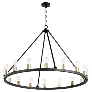 Buy textured-black-w-aged-brass Paxton Outdoor (Damp) Chandelier by Quorum