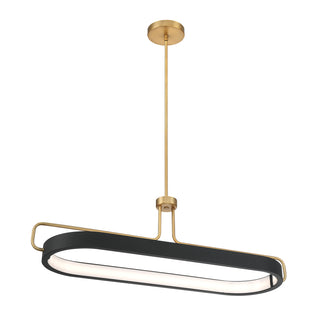 Buy brass-with-matte-black-glass-and-black-shade Pemberton Pendant by Eurofase