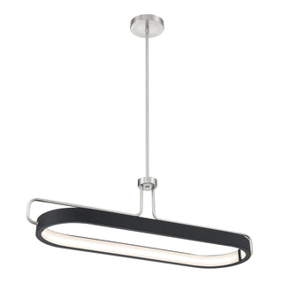 Buy brushed-nickel-with-matte-black-glass-and-black-shade Pemberton Pendant by Eurofase
