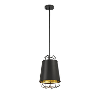 Buy black-with-black-gold-glass-and-black-shade Tura Pendant by Eurofase