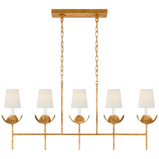 Buy antique-gold-leaf-with-4-x-5-5-x-6-linen-glass Illana Chandelier by Visual Comfort Signature