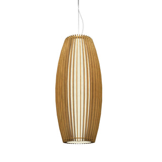 Buy louro-freijo-and-woven-natural-shade Stecche di Legno Outdoor (Damp) Pendant by Accord Lighting