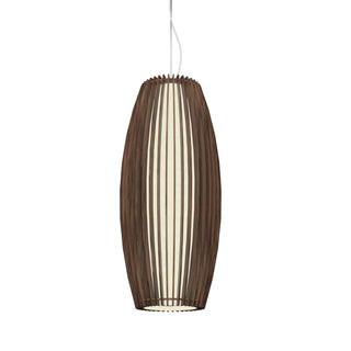 Buy american-walnut-and-woven-natural-shade Stecche di Legno Outdoor (Damp) Pendant by Accord Lighting