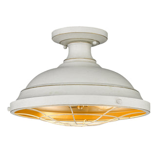 Buy french-white-with-french-white-glass-and-white-shade Bartlett Outdoor (Damp) Semi-Flush Mount Ceiling Light by Golden