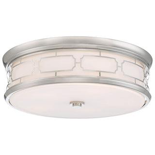 Buy polished-nickel-and-white-shade Flush Mount Outdoor (Damp) Flush Mount Ceiling Light by Minka-Lavery