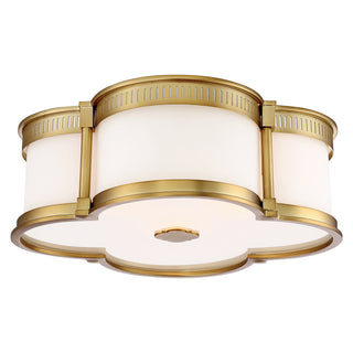 Buy liberty-gold-with-etched-white-glass-and-white-shade Flush Mount Outdoor (Damp) Flush Mount Ceiling Light by Minka-Lavery