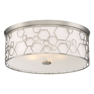 Buy brushed-nickel-and-white-shade Outdoor (Damp) Flush Mount Ceiling Light by Minka-Lavery