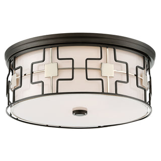 Buy dark-gray-w-polished-nickel-and-white-shade Flush Mount Outdoor (Damp) Flush Mount Ceiling Light by Minka-Lavery