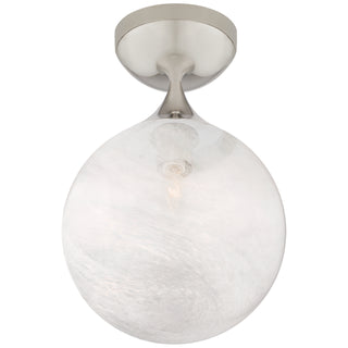 Buy polished-nickel-with-white-glass-glass-and-white-shade Cristol Outdoor (Damp) Flush Mount Ceiling Light by Visual Comfort Signature