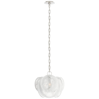 Buy polished-nickel-with-white-strie-glass-glass-and-white-shade Loire Chandelier by Visual Comfort Signature