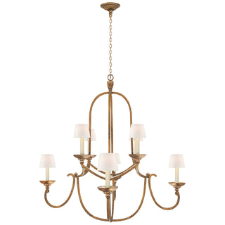 Buy gilded-iron-with-4-x-5-5-x-4-5-linen-glass Flemish Chandelier by Visual Comfort Signature