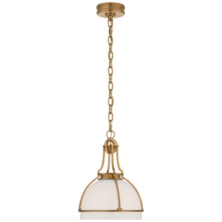 Buy antique-burnished-brass-with-white-glass-glass-and-white-shade Gracie Pendant by Visual Comfort Signature