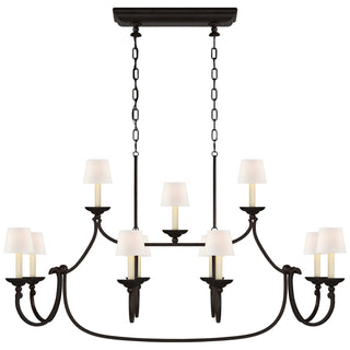 Buy aged-iron-with-4-x-5-5-x-4-5-linen-glass Flemish Pendant by Visual Comfort Signature