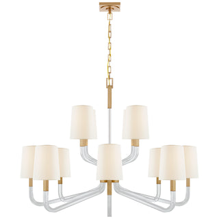 Buy antique-burnished-brass-and-crystal-with-4-5-x-5-75-x-7-75-linen-glass-and-clear-shade Reagan Chandelier by Visual Comfort Signature