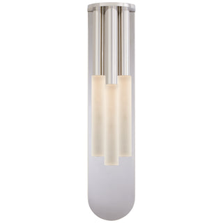 Buy polished-nickel-with-etched-crystal-glass-and-white-shade Rousseau Outdoor (Damp) Sconce by Visual Comfort Signature