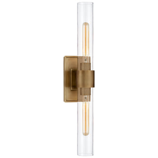 Buy hand-rubbed-antique-brass-with-clear-glass-glass-and-clear-shade Presidio Outdoor (Damp) Sconce by Visual Comfort Signature