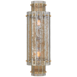 Buy hand-rubbed-antique-brass-with-antique-mirror-glass-and-silver-gray-shade Cadence Outdoor (Damp) Sconce by Visual Comfort Signature
