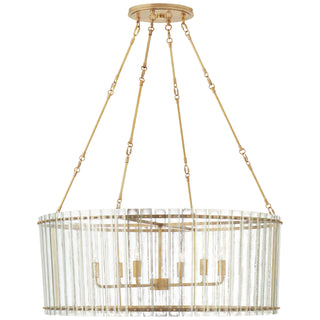 Buy hand-rubbed-antique-brass-with-antique-mirror-glass-and-clear-textured-shade Cadence Outdoor (Damp) Chandelier by Visual Comfort Signature