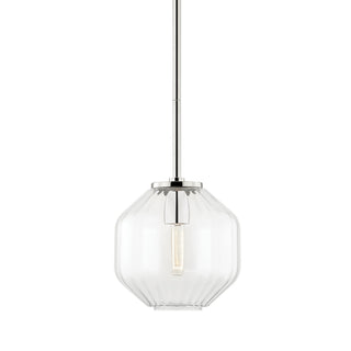 Buy polished-nickel-and-clear-textured-shade Bennett Outdoor (Damp) Pendant by Hudson Valley