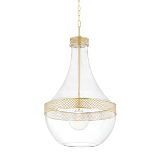 Buy aged-brass-and-clear-shade Hagen Outdoor (Damp) Pendant by Hudson Valley