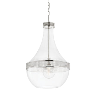 Buy polished-nickel-and-clear-shade Hagen Outdoor (Damp) Pendant by Hudson Valley