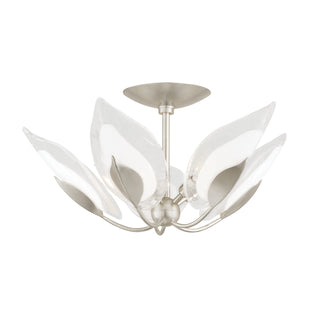 Buy silver-leaf-with-clear-glass-and-clear-shade Blossom Outdoor (Damp) Semi-Flush Mount Ceiling Light by Hudson Valley