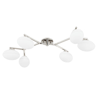 Buy polished-nickel-and-white-shade Wagner Outdoor (Damp) Semi-Flush Mount Ceiling Light by Hudson Valley