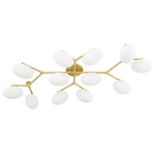Buy aged-brass-with-white-glass-and-white-shade Wagner Outdoor (Damp) Semi-Flush Mount Ceiling Light by Hudson Valley