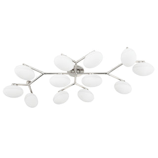 Buy polished-nickel-with-white-glass-and-white-shade Wagner Outdoor (Damp) Semi-Flush Mount Ceiling Light by Hudson Valley