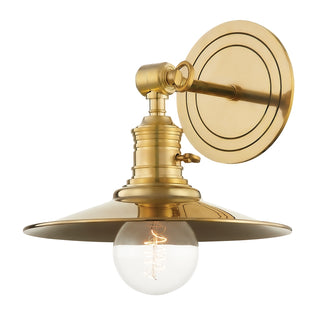 Buy aged-brass-with-aged-brass-glass-and-metal-shade Garden City Sconce by Hudson Valley