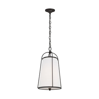 Buy smith-steel-with-white-linen-glass-and-white-shade Stonington Outdoor (Damp) Pendant by Visual Comfort Studio