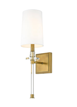 Buy rubbed-brass-with-white-glass-and-white-shade Sophia Sconce by Z-Lite