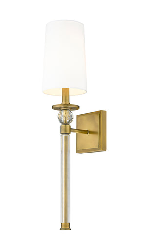 Buy rubbed-brass-with-white-glass-and-white-shade Mia Sconce by Z-Lite