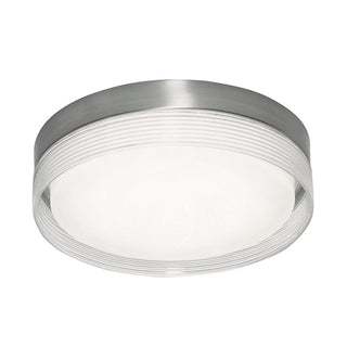 Buy satin-nickel-with-clear-ribbed-glass-glass-and-white-shade Tribeca Outdoor (Damp) Flush Mount Ceiling Light by AFX Lighting
