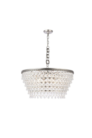 Buy antique-silver-with-clear-glass-and-clear-shade Nordic Chandelier by Elegant Lighting