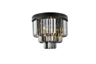 Buy matte-black-with-silver-shade-grey-glass-and-silver-gray-shade Sydney Flush Mount Light by Elegant Lighting