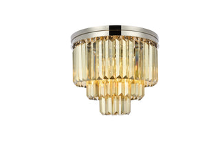 Buy polished-nickel-with-golden-teak-smoky-glass-and-amber-brown-shade Sydney Flush Mount Ceiling Light by Elegant Lighting