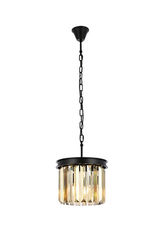 Buy matte-black-with-golden-teak-smoky-glass-and-gold-shade Sydney Pendant by Elegant Lighting