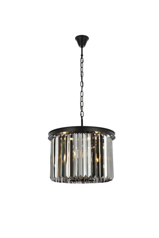 Buy matte-black-with-silver-shade-grey-glass-and-clear-shade Sydney Pendant by Elegant Lighting