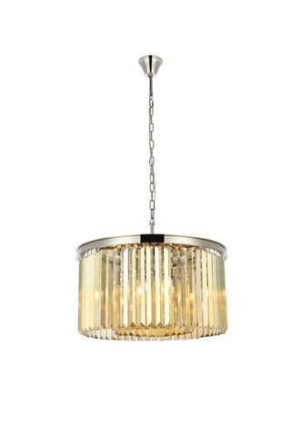 Buy polished-nickel-with-golden-teak-smoky-glass-and-gold-shade Sydney Chandelier by Elegant Lighting