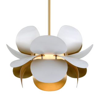Buy gold-leaf-soft-white-combo-with-opal-shiny-glass-and-multicolor-shade Ginger Chandelier by Corbett Lighting