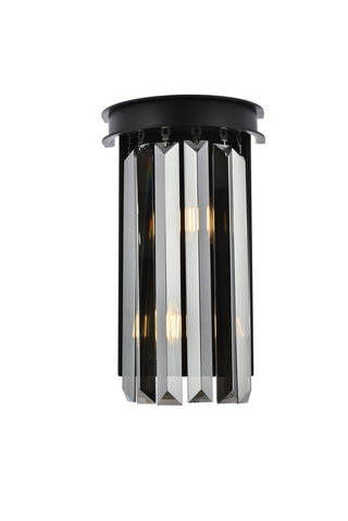 Buy matte-black-with-silver-shade-grey-glass-and-silver-gray-shade Sydney Outdoor (Damp) Sconce by Elegant Lighting