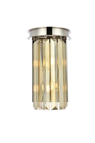 Buy polished-nickel-with-golden-teak-smoky-glass-and-amber-brown-shade Sydney Outdoor (Damp) Sconce by Elegant Lighting